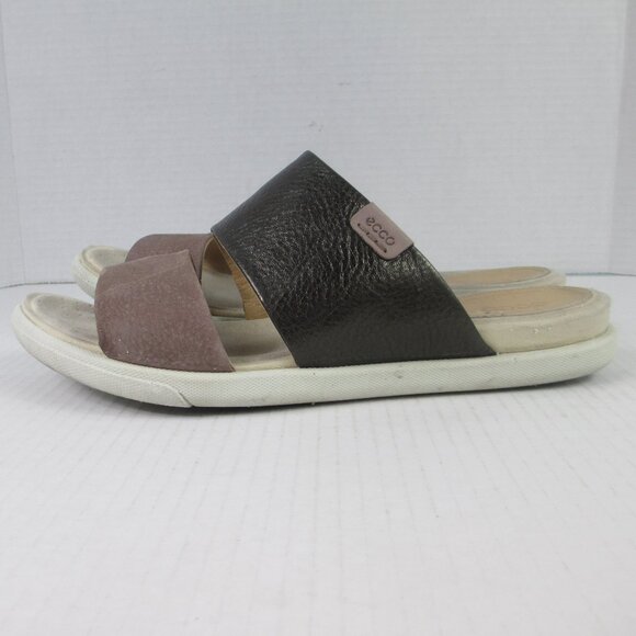 ECCO DAMARA II Slide Leather Flats Sandal Licorice/Deep Taupe 10 US/41 EU - Picture 4 of 9